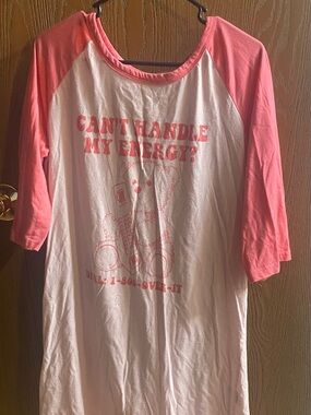 Girls' Pink Raglan Nightgown with Playful Graphic